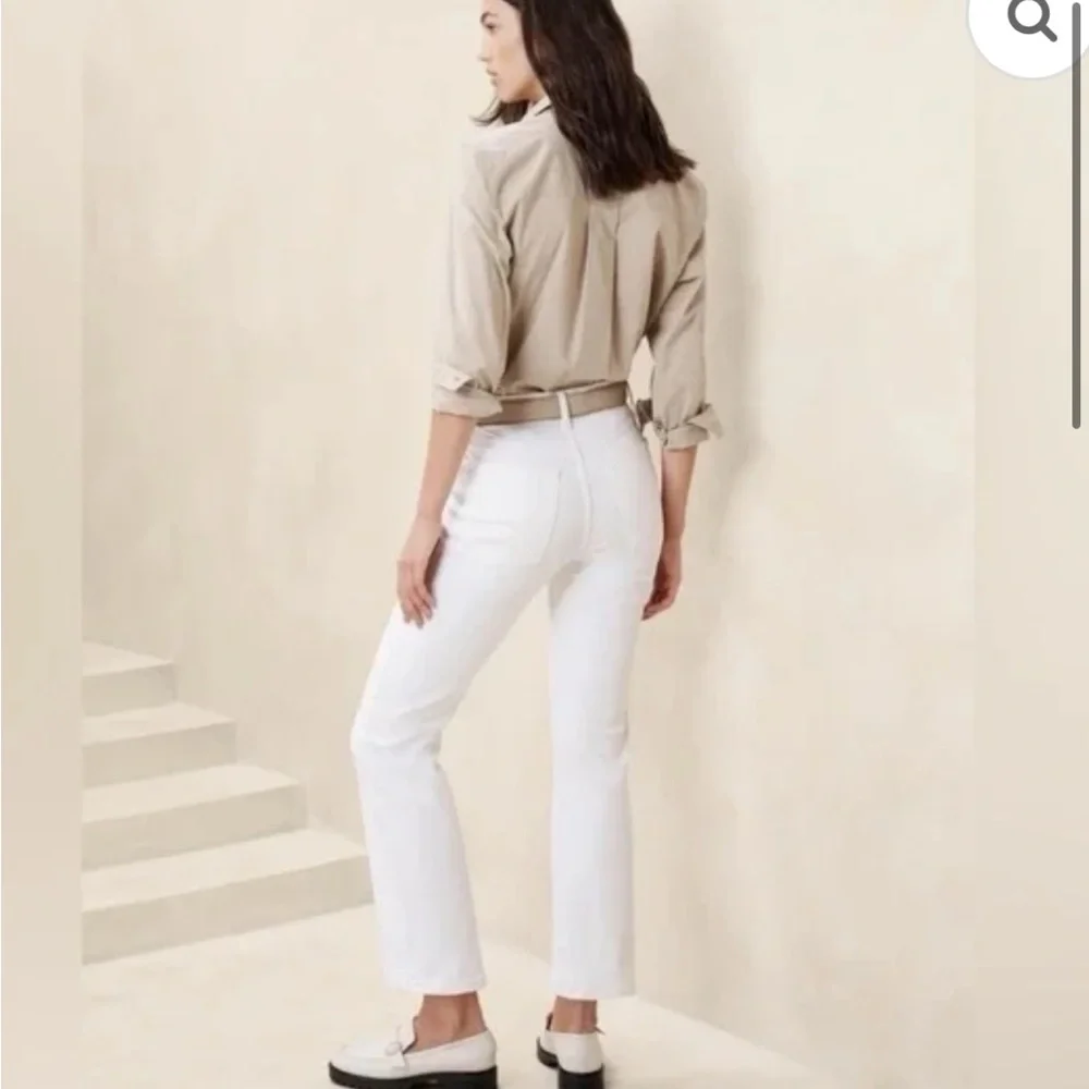 Cropped White Bootcut Jeans Banana Republic Sz 27 - Picture 4 of 9